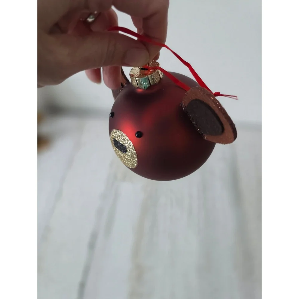 Large Ball Bear glass ornament glitter Xmas‎ tree Brown